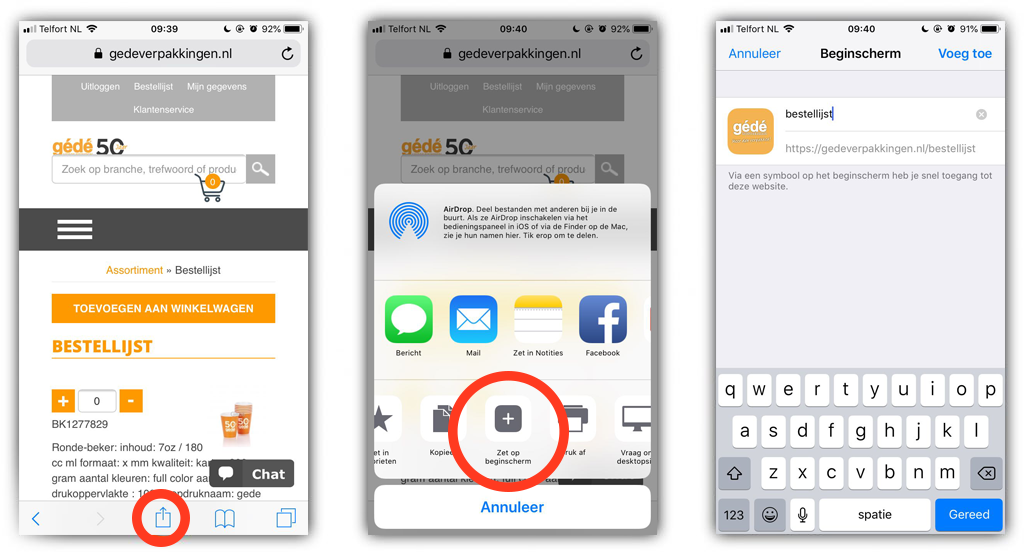 icoon op homescherm iphone